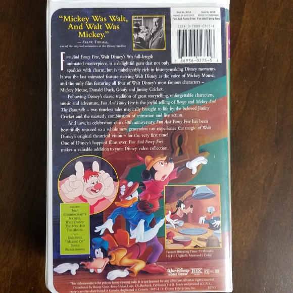 Fun & Fancy Free (1997 VHS) Disney Masterpiece - Picture 3 of 7